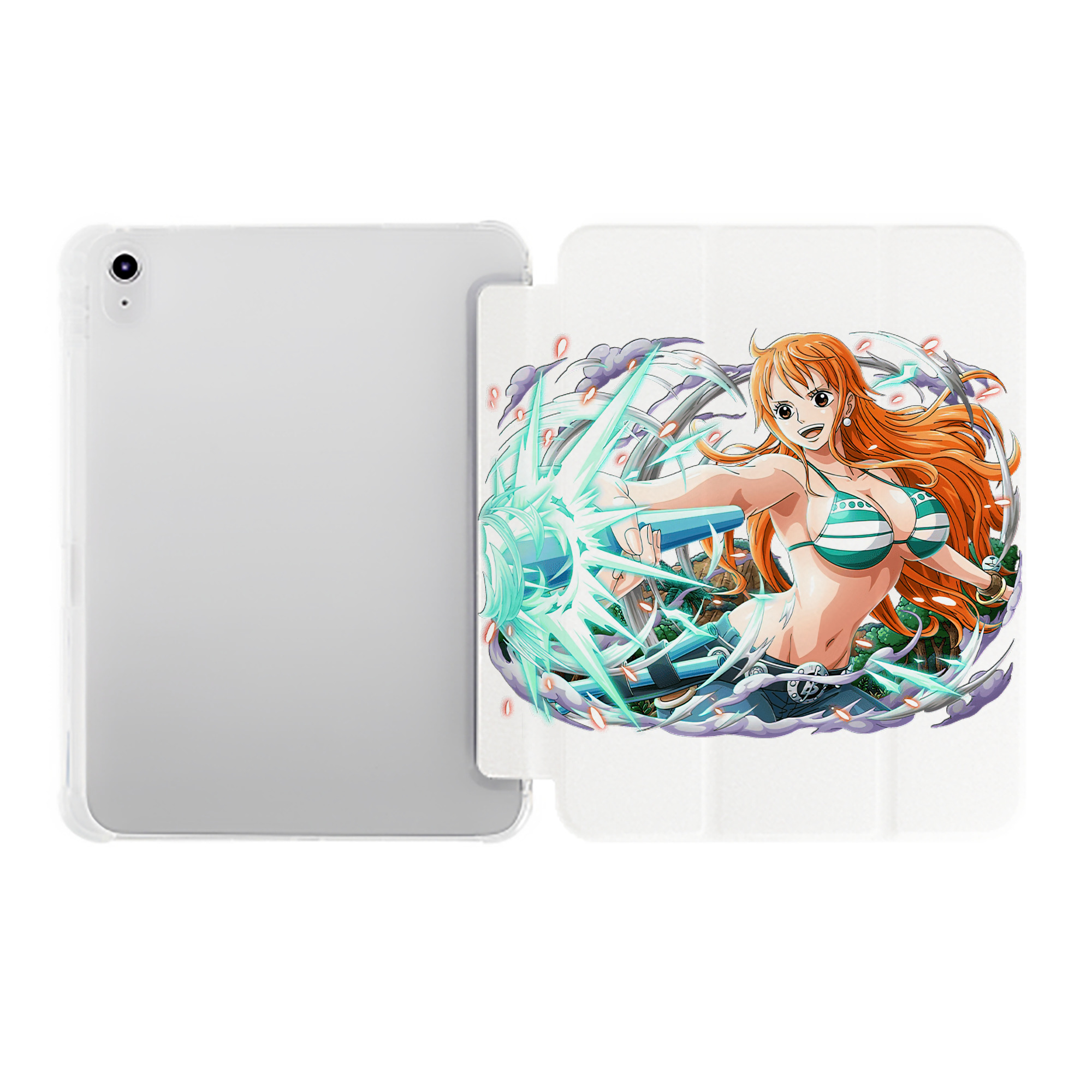 （画像用） ワンピース ナミ ONE PIECE Nami IPad ケース ペン収納付き 三つ折りスタンド PUレザー×シリコン 対応機種9.5/10.5/10.9インチ